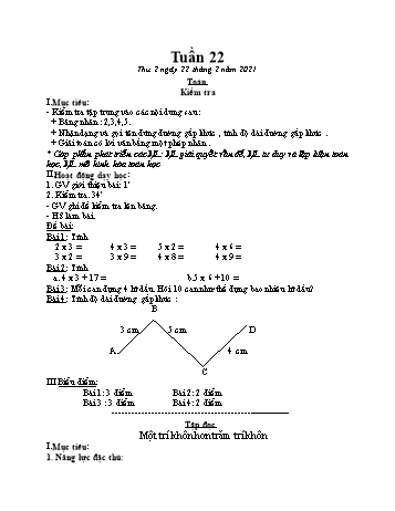 Giáo án các môn Lớp 2 - Tuần 22 - Năm học 2020-2021 - Nguyễn Thị Hồng