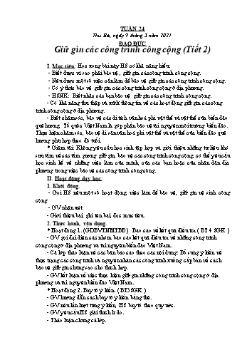 Giáo án các môn Lớp 2 - Tuần 24 - Năm học 2020-2021 - Nguyễn Thị Mơ