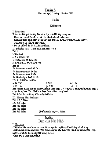 Giáo án các môn Lớp 2 - Tuần 3 - Năm học 2020-2021 - Nguyễn Thị Hồng