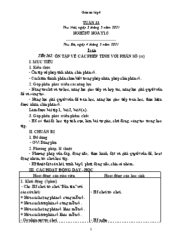 Giáo án các môn Lớp 4 - Tuần 33 - Năm học 2020-2021 - Nguyễn Thị Mai Liễu