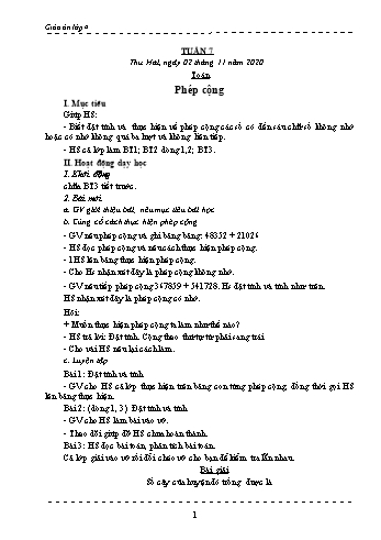 Giáo án các môn Lớp 4 - Tuần 7 - Năm học 2020-2021 - Nguyễn Thị Mai Liễu