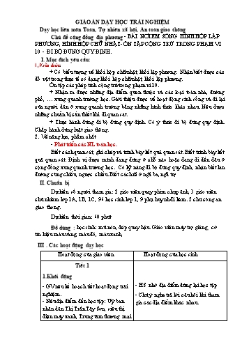Giáo án dạy học liên môn Toán , Tự nhiên Xã hội, An toàn giao thông Lớp 1 - Lê Thị Hải Lý