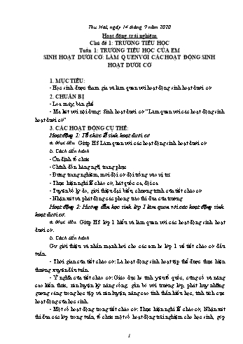 Giáo án Hoạt động trải nghiệm cấp Tiểu học - Tuần 1 đến 10 - Năm học 2020-2021 - Vũ Thị Hương Anh