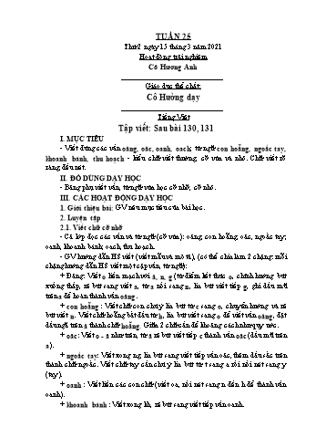 Giáo án Lớp 1 - Tuần 25 - Năm học 2020-2021 - Lê Thị Ngọc Thúy