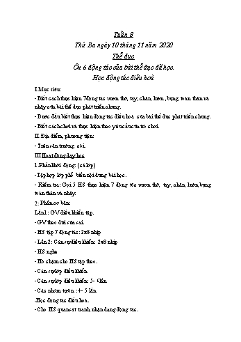 Giáo án Lớp 1 - Tuần 8 - Năm học 2020-2021 - Phạm Thị Bích Liễu