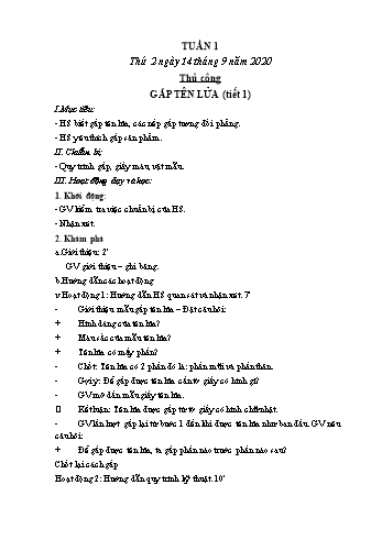 Giáo án Lớp 2 - Tuần 1 - Năm học 2020-2021 - Nguyễn Thị Mơ