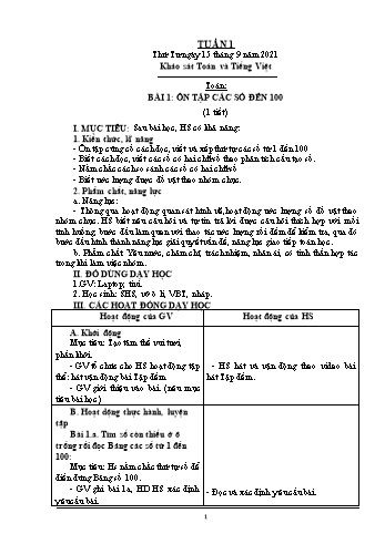 Giáo án Lớp 2 - Tuần 1 - Năm học 2021-2022 - Nguyễn Thị Anh