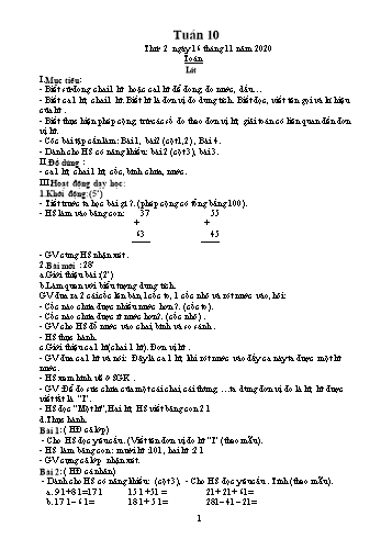 Giáo án Lớp 2 - Tuần 10 - Năm học 2020-2021 - Văn Thị Hồng Châu