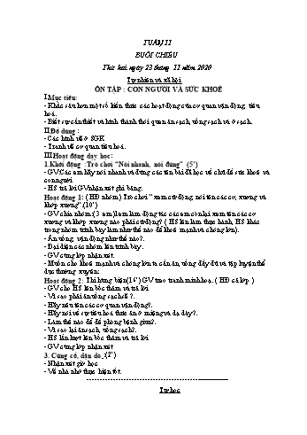 Giáo án Lớp 2 - Tuần 11 - Năm học 2020-2021 - Nguyễn Thị Mơ