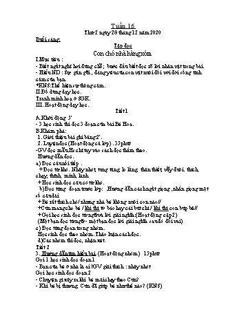 Giáo án Lớp 2 - Tuần 16 - Năm học 2020-2021 - Nguyễn Thị Anh
