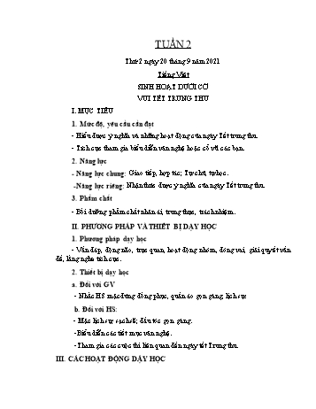 Giáo án Lớp 2 - Tuần 2 - Năm học 2020-2021 - Nguyễn Thị Anh