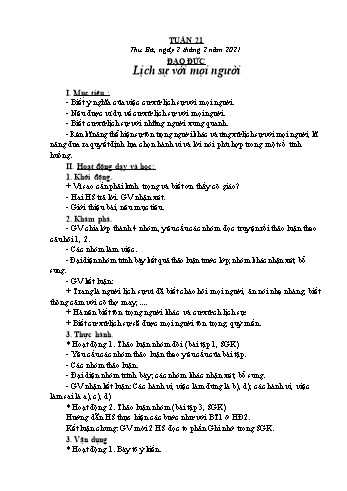 Giáo án Lớp 2 - Tuần 21 - Năm học 2020-2021 - Nguyễn Thị Mơ