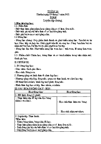Giáo án Lớp 2 - Tuần 28 - Năm học 2020-2021 - Nguyễn Thị Anh