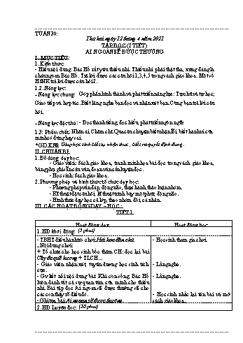 Giáo án Lớp 2 - Tuần 30 - Năm học 2020-2021 - Nguyễn Thị Mơ