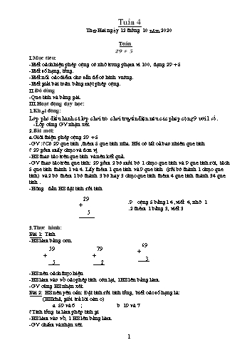 Giáo án Lớp 2 - Tuần 4 - Năm học 2020-2021 - Văn Thị Hồng Châu