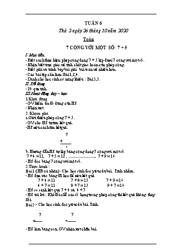 Giáo án Lớp 2 - Tuần 6 - Năm học 2020-2021 - Nguyễn Thị Ái Như