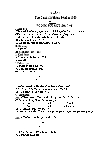 Giáo án Lớp 2 - Tuần 6 - Năm học 2020-2021 - Nguyễn Thị Mơ