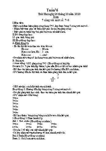 Giáo án Lớp 2 - Tuần 6 - Năm học 2020-2021 - Văn Thị Hồng Châu