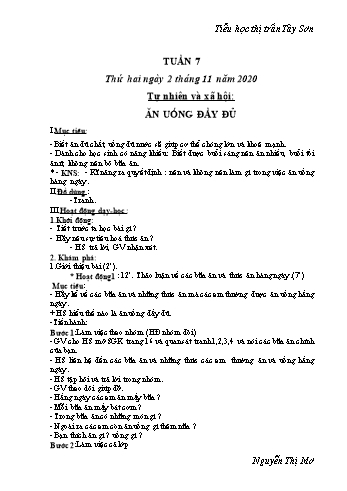 Giáo án Lớp 2 - Tuần 7 - Năm học 2020-2021 - Nguyễn Thị Mơ