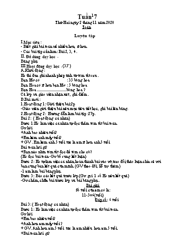 Giáo án Lớp 2 - Tuần 7 - Năm học 2020-2021 - Văn Thị Hồng Châu