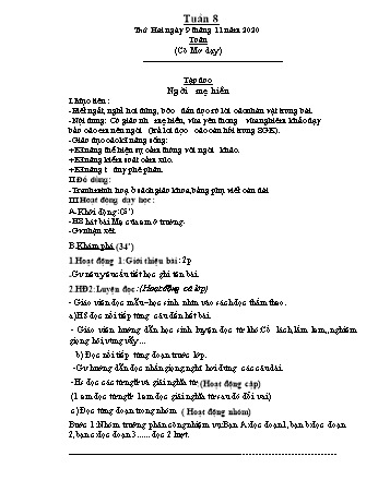 Giáo án Lớp 2 - Tuần 8 - Năm học 2020-2021 - Nguyễn Thị Anh