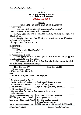 Giáo án Lớp 3 - Tuần 1 - Năm học 2020-2021 - Nguyễn Thị Hồng Nhung