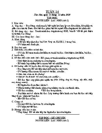 Giáo án Lớp 3 - Tuần 14 - Năm học 2020-2021 - Nguyễn Thị Ánh Tuyết