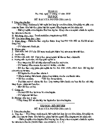 Giáo án Lớp 3 - Tuần 15 - Năm học 2020-2021 - Nguyễn Thị Ánh Tuyết