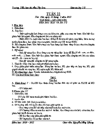 Giáo án Lớp 3 - Tuần 22 - Năm học 2020-2021 - Nguyễn Thị Hồng Nhung