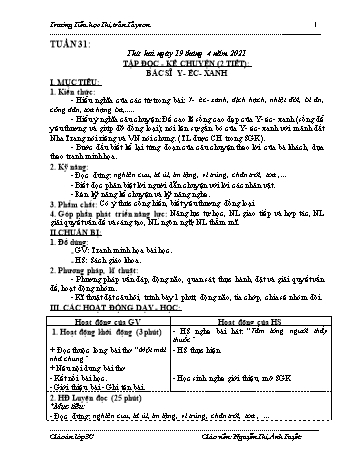 Giáo án Lớp 3 - Tuần 31 - Năm học 2020-2021 - Nguyễn Thị Ánh Tuyết