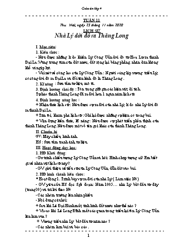 Giáo án Lớp 4 - Tuần 11 - Năm học 2020-2021 - Hồ Thị Lệ Phương