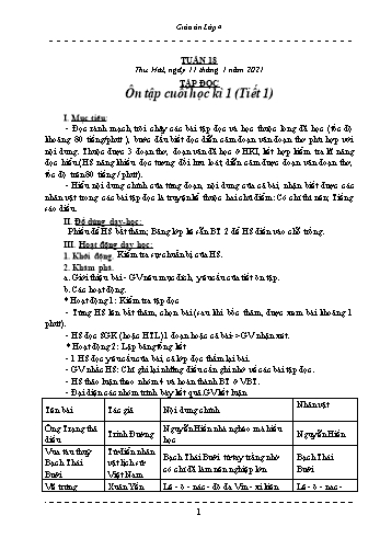 Giáo án Lớp 4 - Tuần 18 - Năm học 2020-2021 - Hồ Thị Lệ Phương