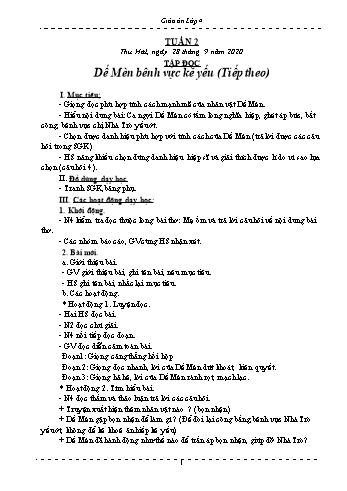 Giáo án Lớp 4 - Tuần 2 - Năm học 2020-2021 - Hồ Thị Lệ Phương