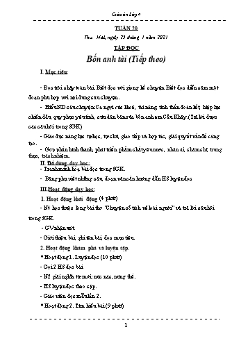 Giáo án Lớp 4 - Tuần 20 - Năm học 2020-2021 - Hồ Thị Lệ Phương