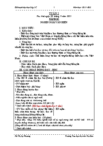 Giáo án Lớp 5 - Tuần 2 - Năm học 2021-2022 - Hồ Thị Lệ Phương