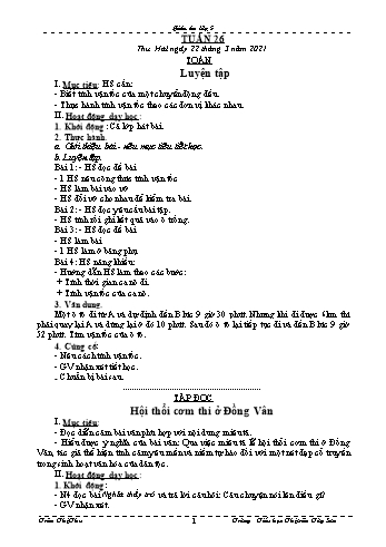 Giáo án Lớp 5 - Tuần 26 - Năm học 2020-2021 - Trần Thị Thu