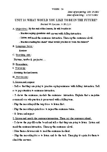 Giáo án Tiếng Anh Lớp 5 - Tuần 26 - Năm học 2020-2021 - Trần Thị Hương