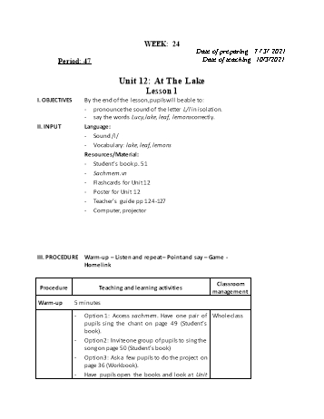 Giáo ansn Tiếng Anh Lớp 2 - Tuần 24 - Năm học 2020-2021 - Cao Văn Hùng