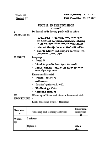 Giáo ansn Tiếng Anh Lớp 2 - Tuần 30 - Năm học 2020-2021 - Cao Văn Hùng