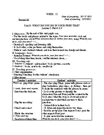 Giáo ansn Tiếng Anh Lớp 5 - Tuần 22 - Năm học 2020-2021 - Cao Văn Hùng