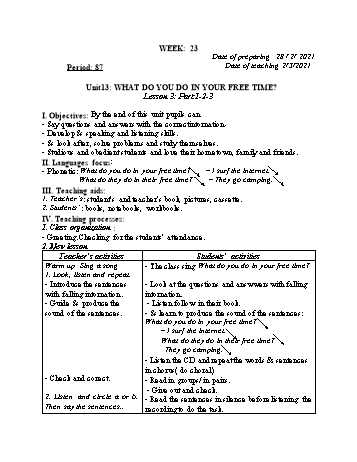 Giáo ansn Tiếng Anh Lớp 5 - Tuần 23 - Năm học 2020-2021 - Cao Văn Hùng