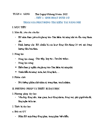 Kế hoạch bài dạy Âm nhạc Lớp 1, 2, 4 - Tuần 4 - Trần Thị Hải Yến