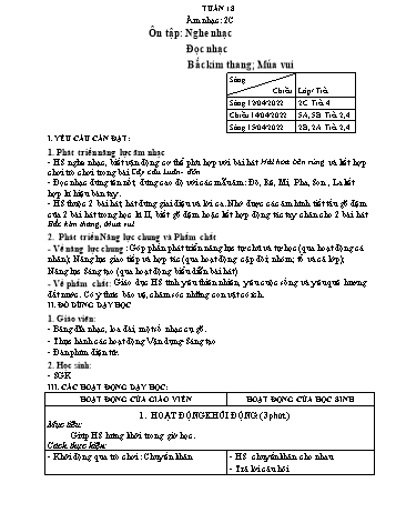 Kế hoạch bài dạy Âm nhạc Lớp 2 + 5 - Tuần 19 - Năm học 2021-2022 - Lê Thị Nga