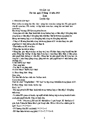 Kế hoạch bài dạy các môn Khối 1 - Tuần 16 - Năm học 2022-2023 - Đậu Thị Tuyết Mai