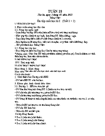 Kế hoạch bài dạy các môn Khối 1 - Tuần 18 - Năm học 2022-2023 - Đậu Thị Tuyết Mai