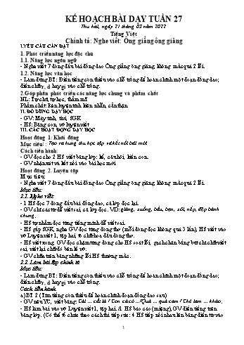 Kế hoạch bài dạy các môn Khối 1 - Tuần 2 - Năm học 2021-2022 - Trần Thị Thanh Hoa