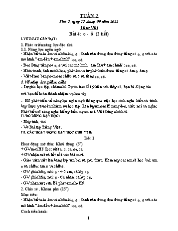 Kế hoạch bài dạy các môn Khối 1 - Tuần 2 - Năm học 2022-2023 - Đậu Thị Tuyết Mai