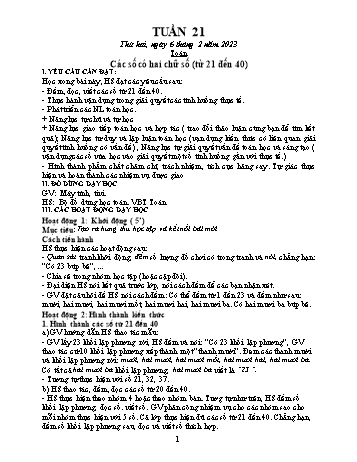 Kế hoạch bài dạy các môn Khối 1 - Tuần 21 - Năm học 2022-2023 - Đậu Thị Tuyết Mai