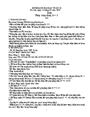 Kế hoạch bài dạy các môn Khối 1 - Tuần 26 - Năm học 2022-2023 - Đậu Thị Tuyết Mai