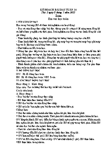 Kế hoạch bài dạy các môn Khối 1 - Tuần 34 - Năm học 2022-2023 - Đậu Thị Tuyết Mai